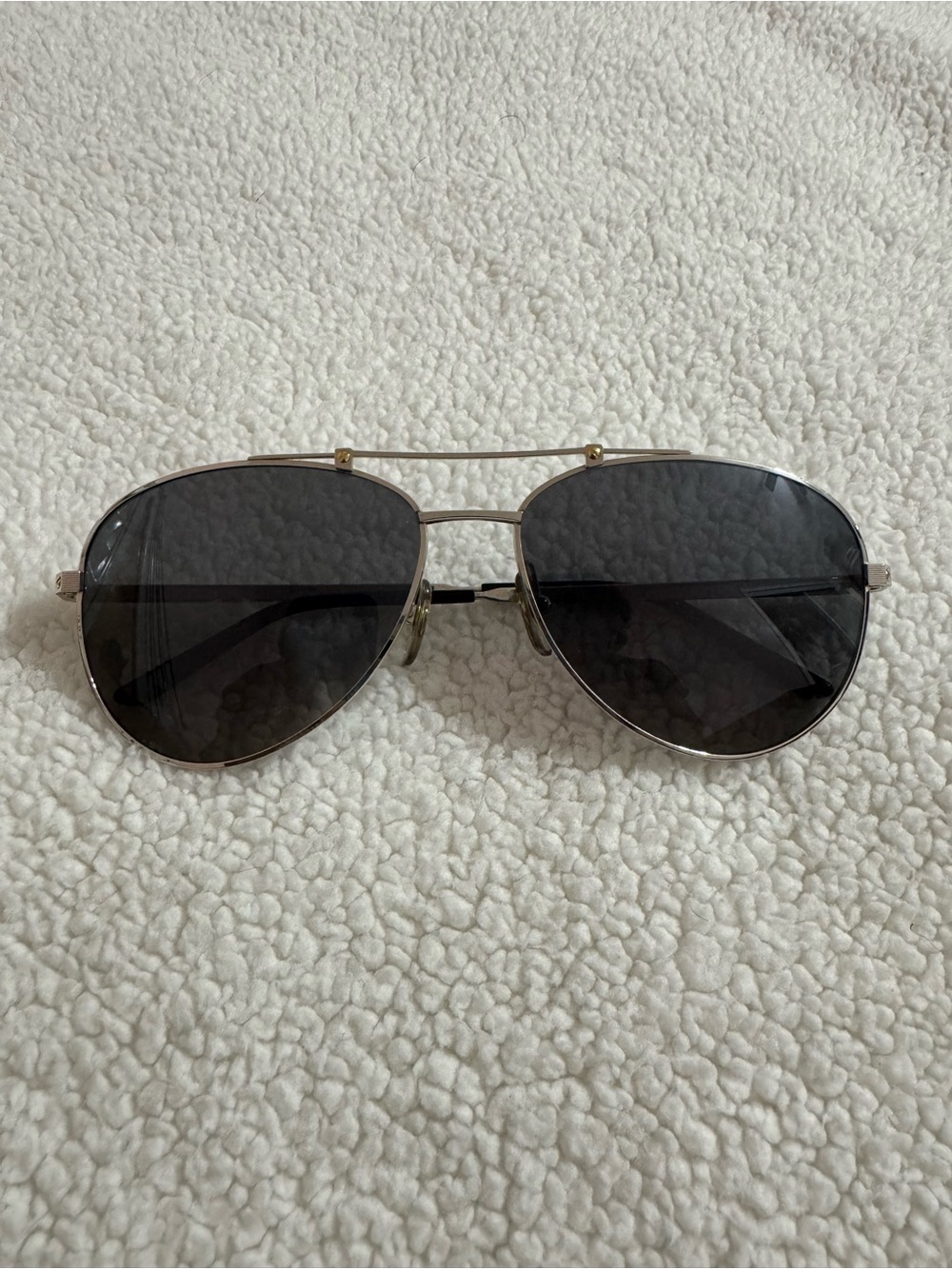 Cartier Silver Aviator Sunglasses with Dark Gray Lenses